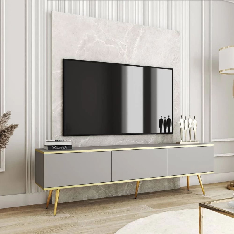 Тумба під телевізор Perfect Home Oro RTV175 3D 175х53х32 Сірий (золоті ніжки) (PFH-091320) - фото 