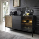 Комод с подсветкой Perfect Home Sento KSZ154 2-дверный с 3 ящиками 153х83х39 см Черный/дуб вотан (PFH-091487) - фото 1