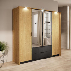 Шкаф распашной четырехдверный Perfect Home Baltic 4D2S/220 223,2x210x59 Дуб балтийский/Черный (PFH-091376)