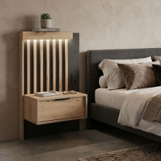 Тумбы прикроватные с телескопическими направляющими 2 шт Perfect Home Italy 1S/51 50,4x102x39,6 Дуб артизан/Антрацит (PFH-091098)