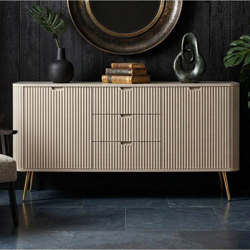 Комод с телескопическими направляющими Perfect Home Zova KSZ168 2D3S 168x87x39 Кашемир (золотые ножки) (PFH-091282) - фото 