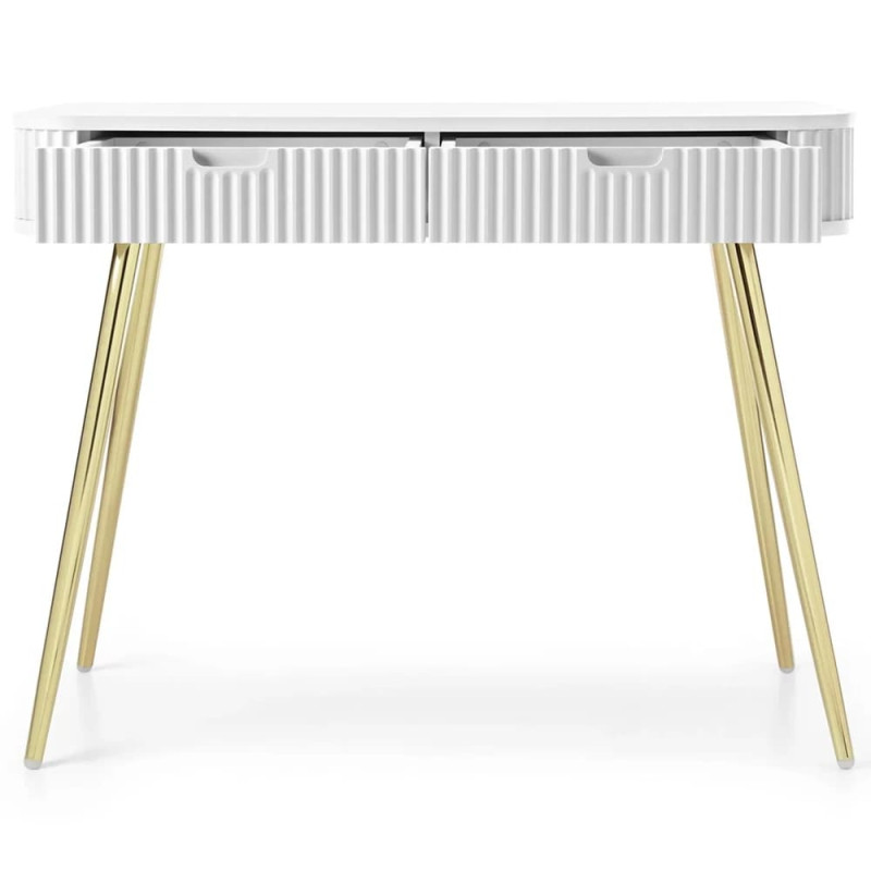 Туалетный столик с телескопическими направляющими Perfect Home Zova T103 103x80x49 см Белый (золотые ножки) (PFH-091299)