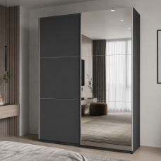 Шкаф купе Doros G-Caiser Антрацит/Антрацит 1 ДСП / 1 Зеркало / 3 части 160х60х240 (42005411) (DRS-012244)