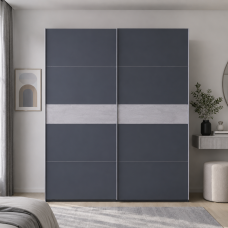 Шкаф купе Doros G-Caiser Антрацит / Антрацит вставка Бетон 2 ДСП / 5 части 220х60х240 (42005419) (DRS-012251)