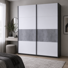 Шкаф купе Doros G-Caiser Антрацит / Белый вставка Бетон 2 ДСП / 4 части 220х60х240 (42005417) (DRS-012250)