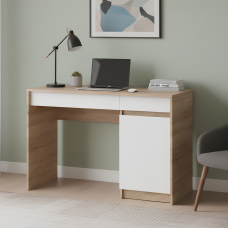 Письмовий стіл із 2 шухлядами та закритою секцією Еверест Сіті-1100 110,1х50,1х76,6 см Дуб сонома/Білий (EVR-071104)