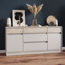 Великий комод із дверима та шухлядами Еверест Стайл-1600 160,2х39х75,4 см Кашемір/Дуб крафт сірий (EVR-071156)