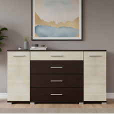 Комод для вітальні Еверест Бриз К-6 130х38х72.5 венге/дуб молочний (телескопи) (EVR-2476)