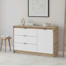 Комод із дверима та 3-ма шухлядами Еверест Сіті-1150 115,2х38х74,6 Дуб сонома/Білий (EVR-071100)