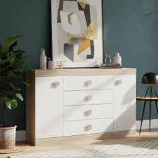 Великий комод Еверест на 4 ящики Соната-8 140х38х94 дуб сонома/білий (EVR-2013)