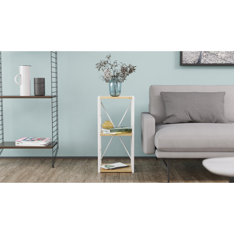 Етажерка 3/34 Ferrum-decor Серії Конект 73x34x28 білий ДСП Дуб Артизан 16мм (FRD-104297)