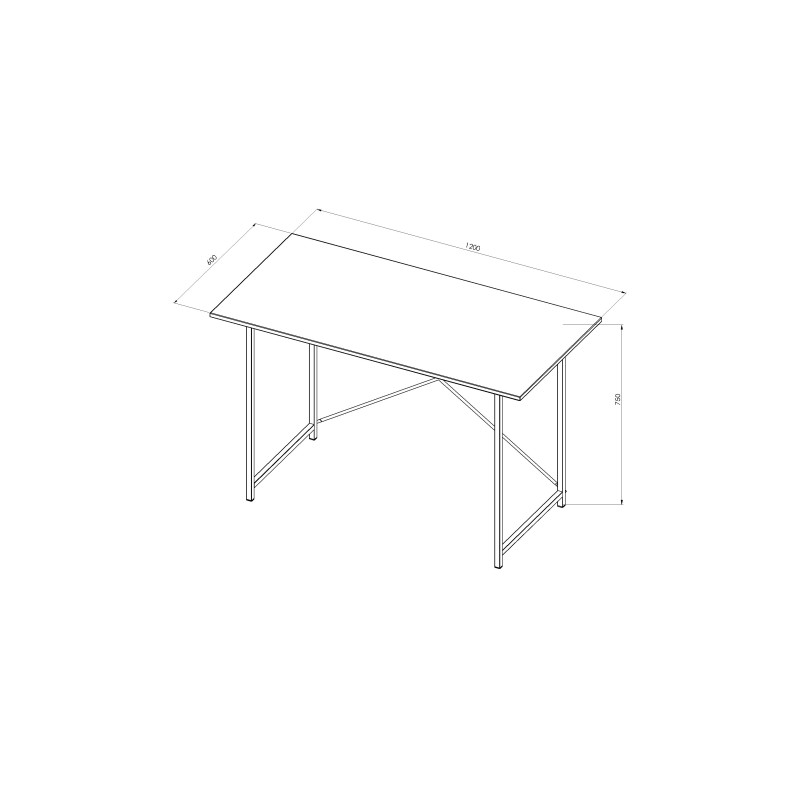 Стіл письмовий Line Лайт Ferrum-decor 75x120x60 Чорний метал ДСП Біле 16 мм (FRD-104857)