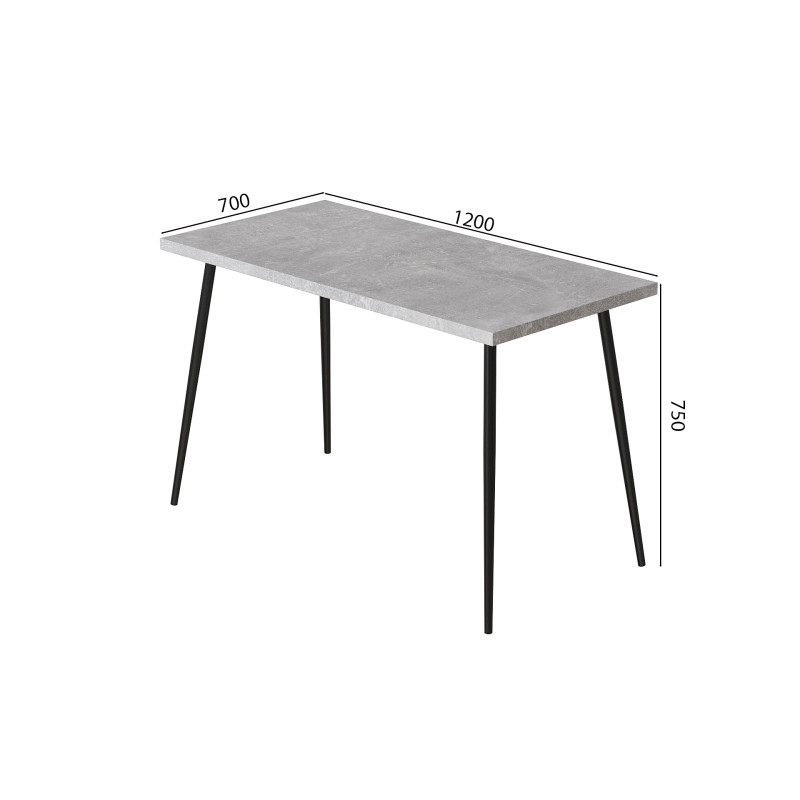 Стіл кухонний Марсель 30 Ferrum-decor 75x120x70 Чорний метал ДСП Бетон 32 мм (FRD-106687)
