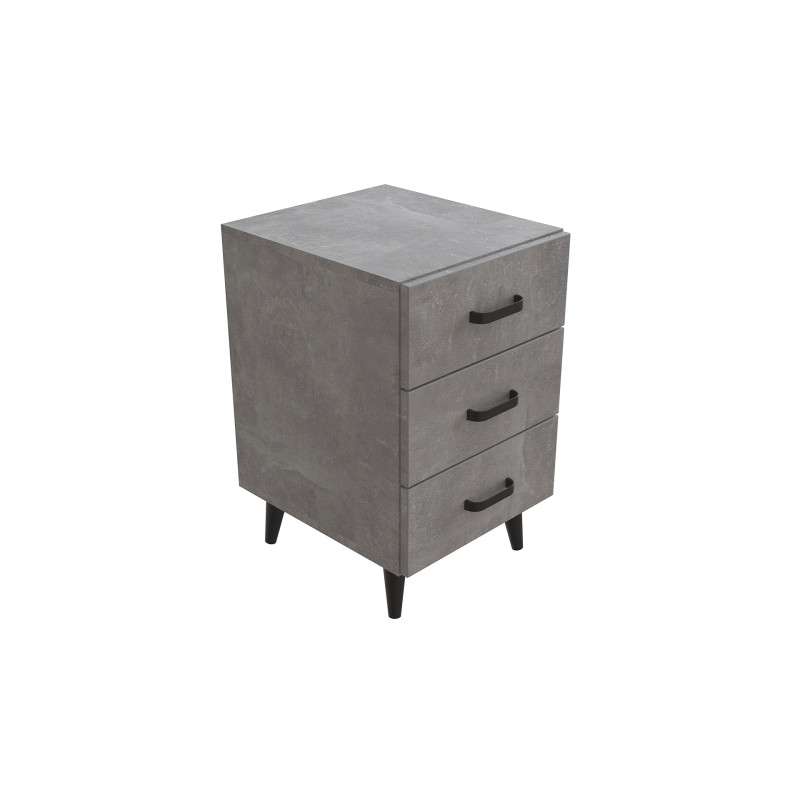Тумба Віва 3 на конусних ніжках Ferrum-decor 56,5x35x40 Чорний метал ДСП Бетон 16 мм (FRD-106817)