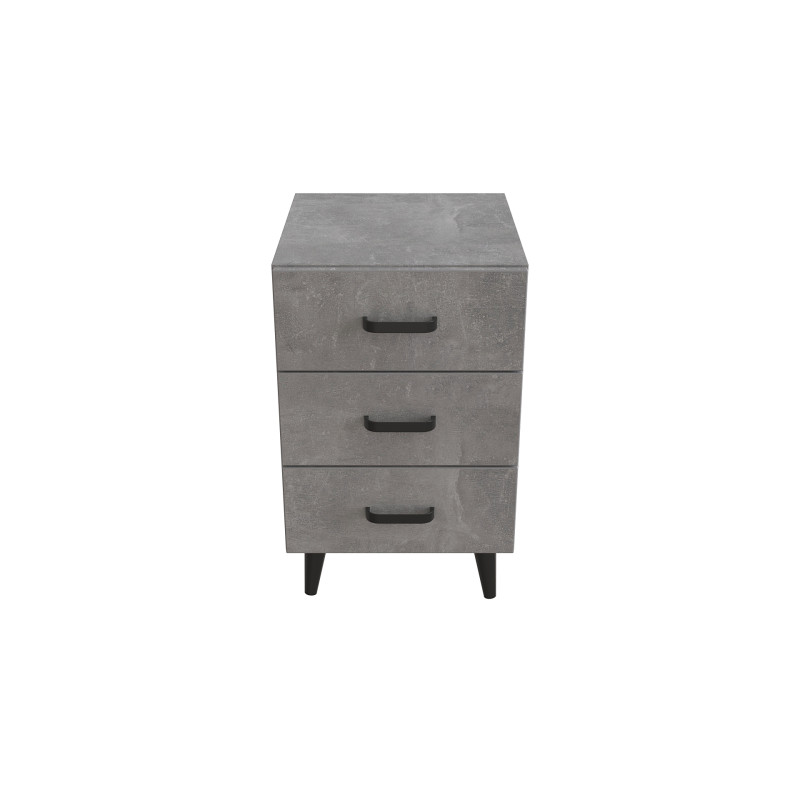 Тумба Віва 3 на конусних ніжках Ferrum-decor 56,5x35x40 Чорний метал ДСП Бетон 16 мм (FRD-106817)