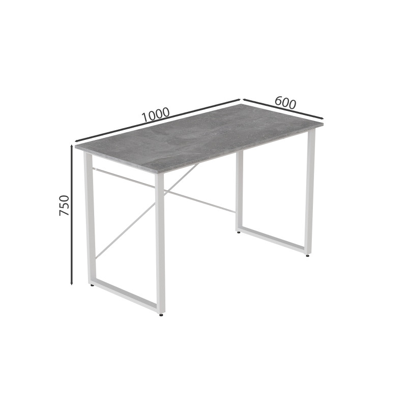 Стол письменный Дейв Ferrum-decor 75x100x60 Белый металл ДСП Бетон 32 мм (FRD-106438)