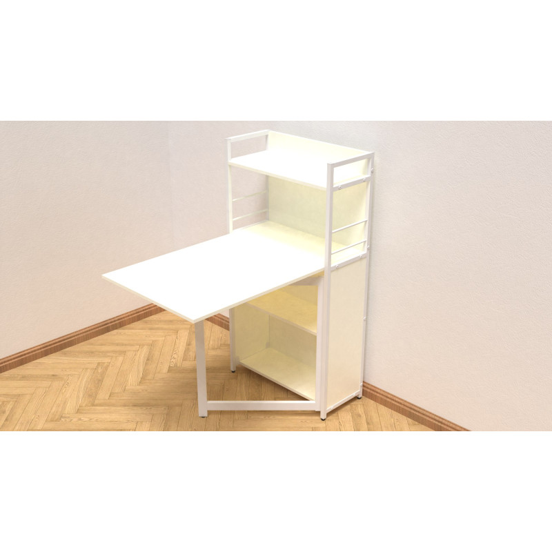 Стол книжка с этажеркой Практик 1 Ferrum-decor 1200x640x990 Белый металл ДСП Белое 16 мм (FRD-104618)