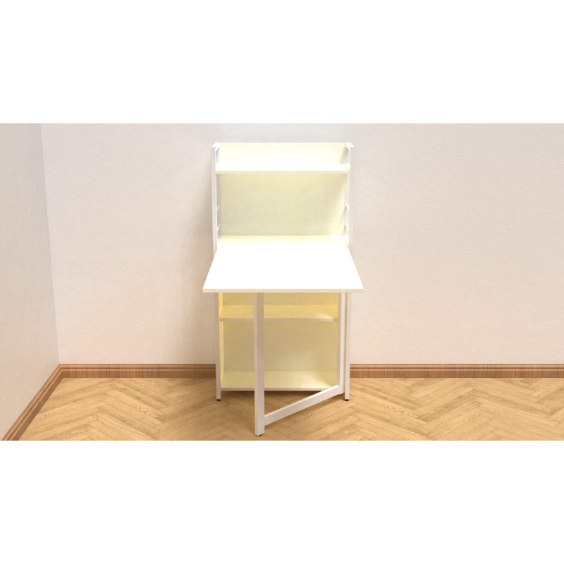 Стол книжка с этажеркой Практик 1 Ferrum-decor 1200x640x990 Белый металл ДСП Белое 16 мм (FRD-104618)
