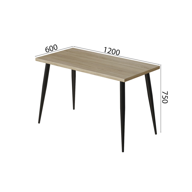 Кухонний стіл Марсель 50 Ferrum-decor 75x120x60 Чорний метал ДСП Дуб Сонома 32 мм (FRD-106698)
