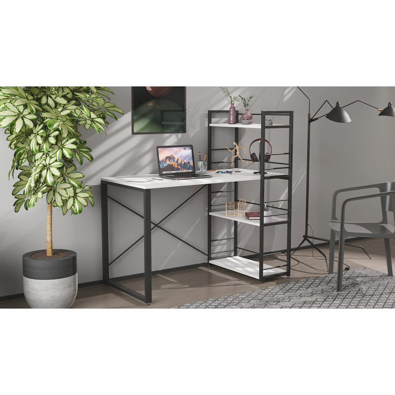 Письменный стол Ferrum-decor Серии Конект c этажеркой 75x120x600 черный ДСП Белое 16мм (FRD-104219)