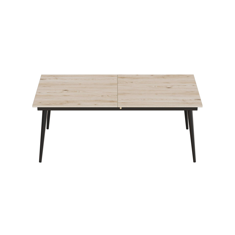 Стол трансформер журнальный Dandi Small Ferrum-decor 45x120(160)x60 Черный металл ДСП Дуб Сан-Марино 16 мм (FRD-106790)