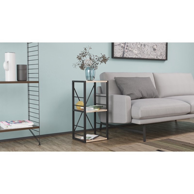 Етажерка 3/34 Ferrum-decor Серії Конект 73x34x28 чорний ДСП Дуб Сан-Марино 16мм (FRD-104290)