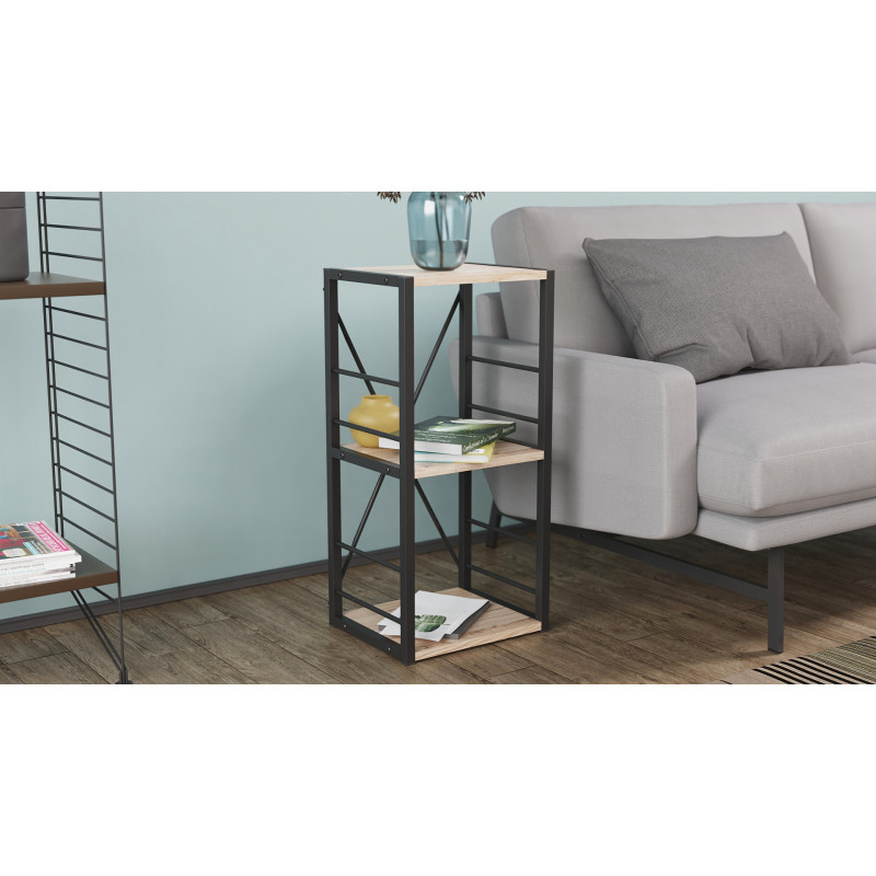 Етажерка 3/34 Ferrum-decor Серії Конект 73x34x28 чорний ДСП Дуб Сан-Марино 16мм (FRD-104290)