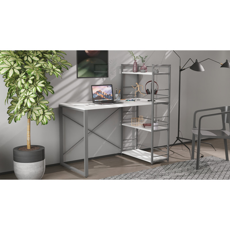 Письменный стол Ferrum-decor Серии Конект c этажеркой 75x120x600 серый ДСП Белое 16мм (FRD-104230)