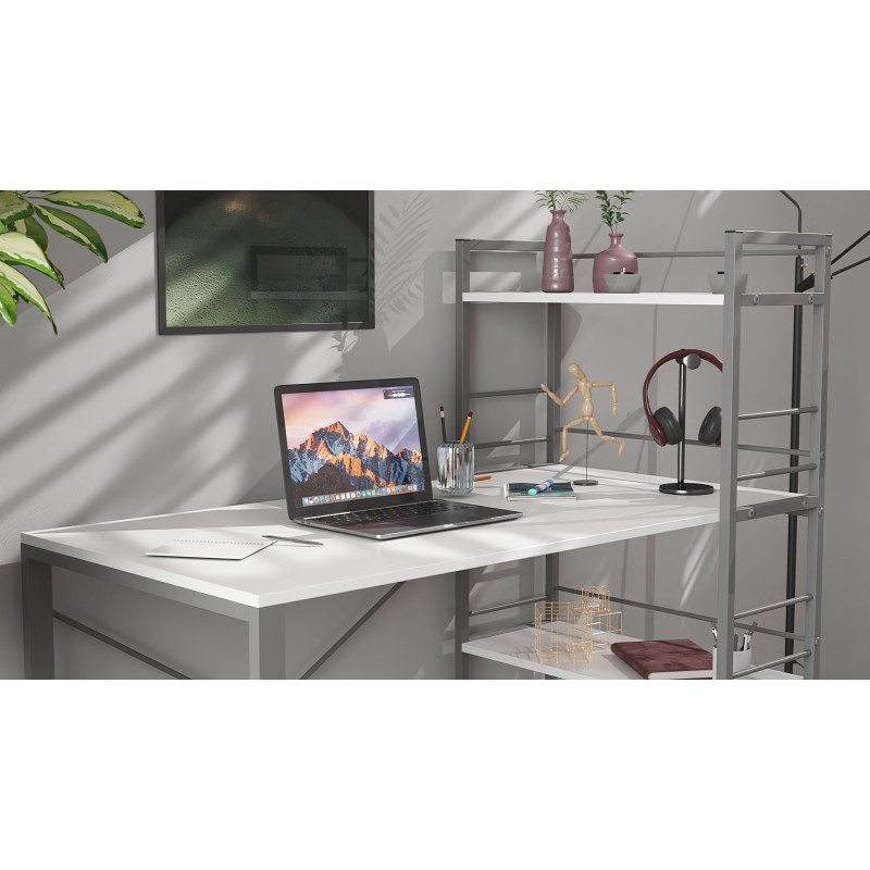 Письменный стол Ferrum-decor Серии Конект c этажеркой 75x120x600 серый ДСП Белое 16мм (FRD-104230)
