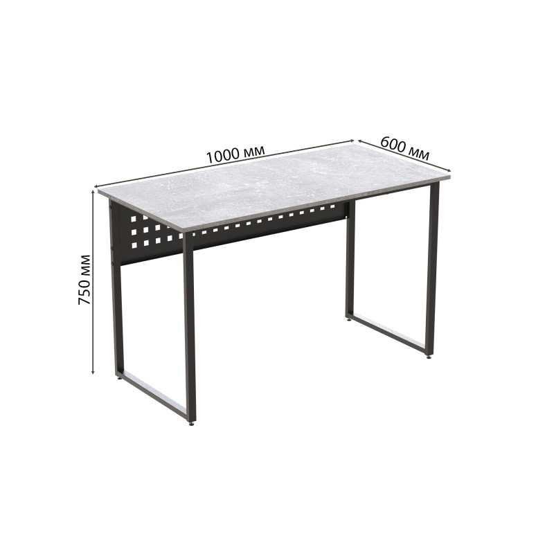 Стол письменный Майк Ferrum-decor 75x100x60 Черный металл ДСП Бетон 32 мм (FRD-106510)