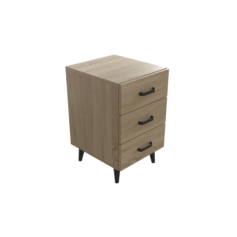 Тумба Віва 3 на конусних ніжках Ferrum-decor 56,5x35x40 Чорний метал ДСП Дуб Сонома 16 мм (FRD-106820)