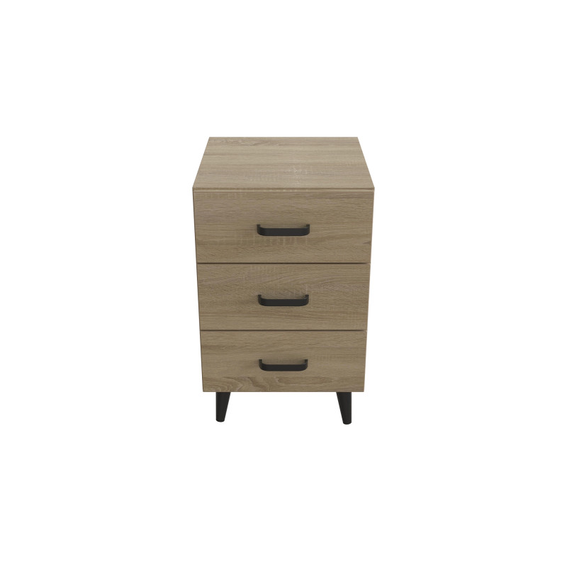 Тумба Віва 3 на конусних ніжках Ferrum-decor 56,5x35x40 Чорний метал ДСП Дуб Сонома 16 мм (FRD-106820)