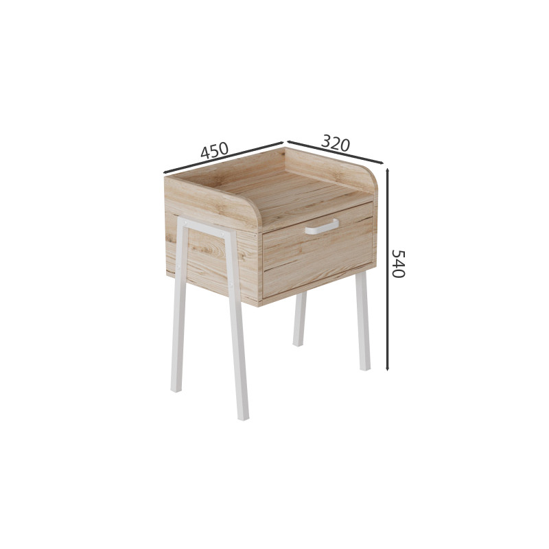 Тумба модульна Ferrum-decor Бетті 540x450x320 метал Білий ДСП Дуб Сан-Марино 16 мм (FRD-102991)