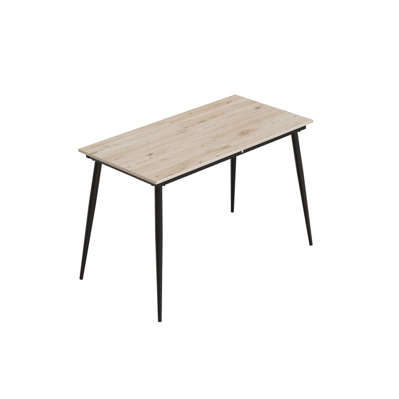 Стіл кухонний розкладний Данді на конусних ногах Ferrum-decor 75x120(160)x70 Чорний метал ДСП Дуб Сан-Марино 16 мм (FRD-106782)