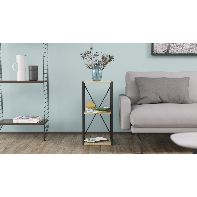 Етажерка 3/34 Ferrum-decor Серії Конект 73x34x28 чорний ДСП Дуб Сонома 16мм (FRD-104292)