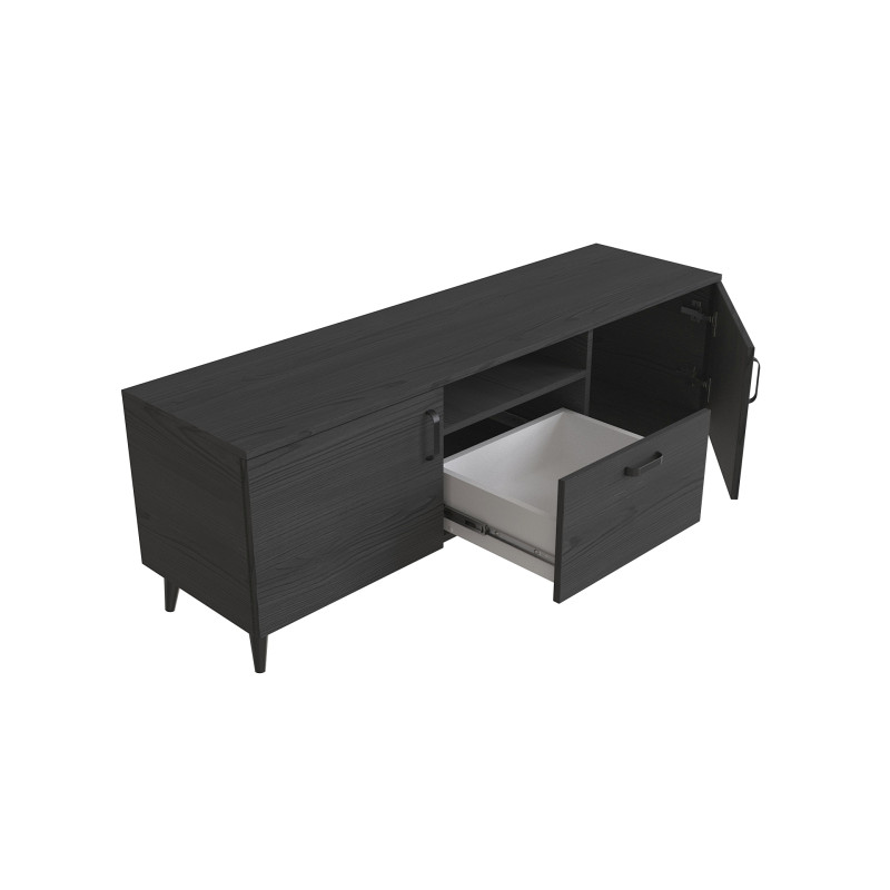 Тумба Лэстер на конусных ножках Ferrum-decor 48x139x38 Черный металл ДСП Сосна Кембра 16 мм (FRD-106802)