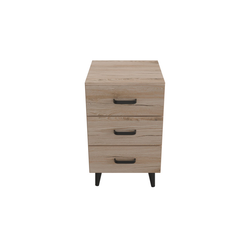 Тумба Віва 3 на конусних ніжках Ferrum-decor 56,5x35x40 Чорний метал ДСП Дуб Сан-Марино 16 мм (FRD-106822)