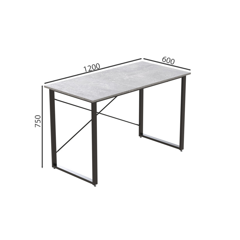 Стіл письмовий Дейв Ferrum-decor 75x120x60 Чорний метал ДСП Бетон 32 мм (FRD-106443)