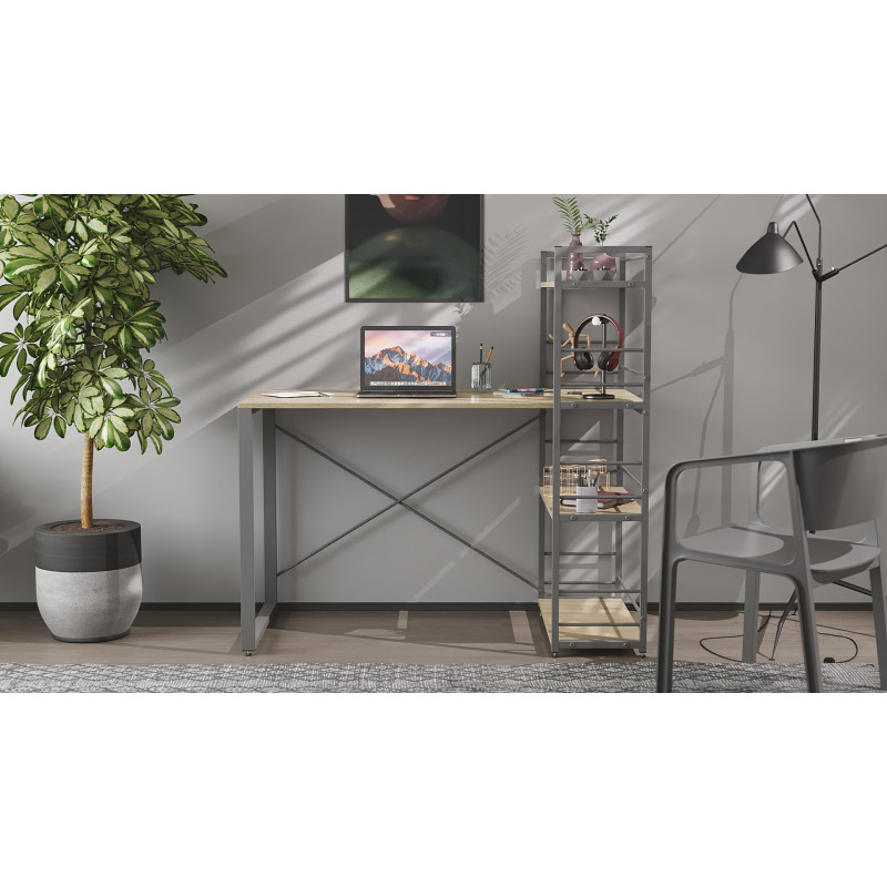Письмовий стіл Ferrum-decor Серії Конект з етажеркою 75x120x600 сірий ДСП Дуб Сонома 16мм (FRD-104233)