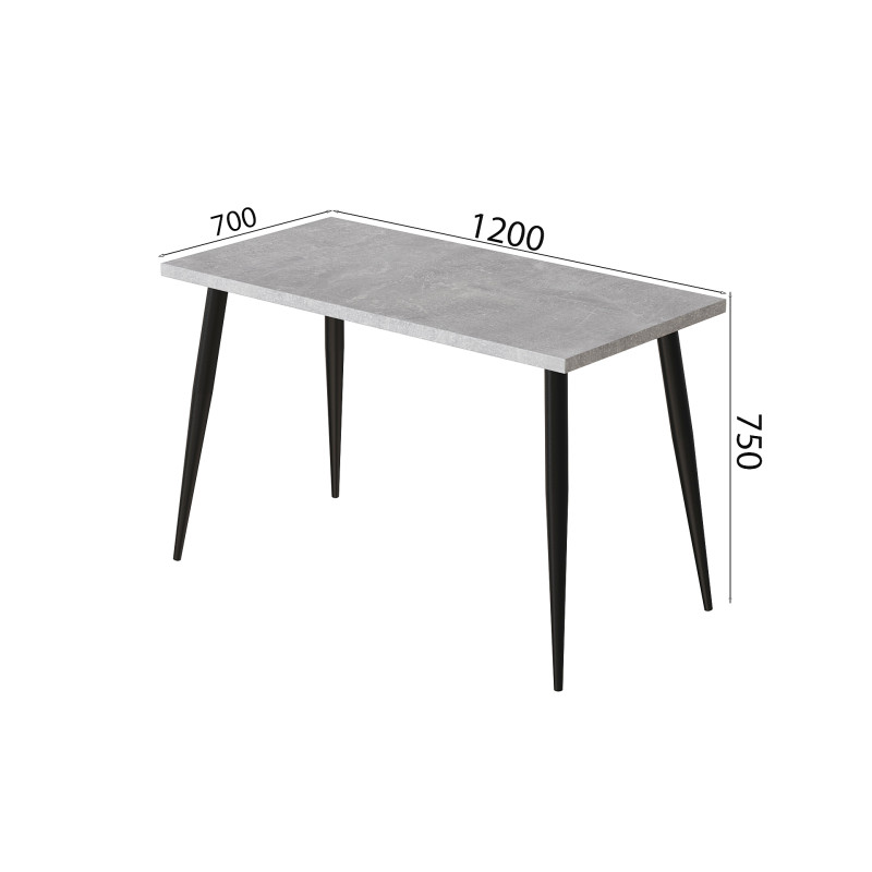 Стіл кухонний Марсель 50 Ferrum-decor 75x120x70 Чорний метал ДСП Бетон 32 мм (FRD-106703)