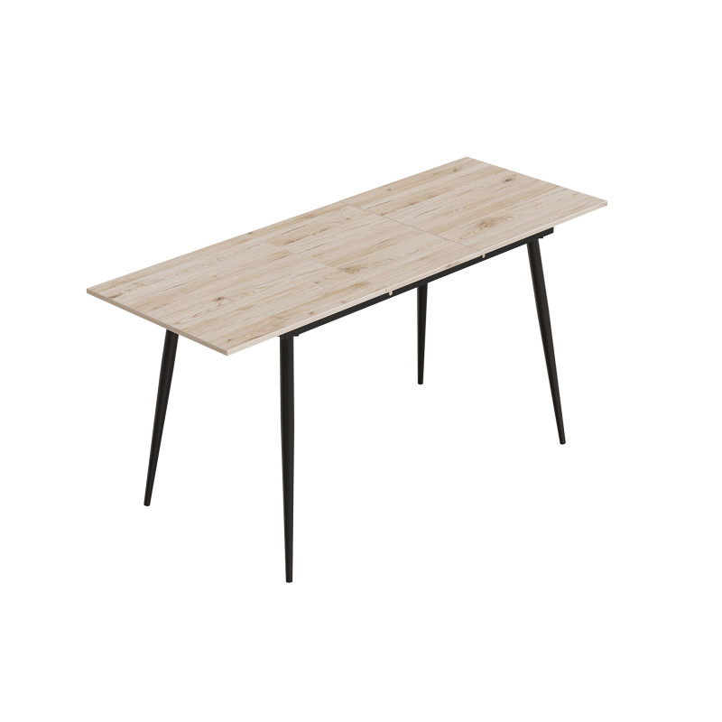 Стіл кухонний розкладний Данді на конусних ногах Ferrum-decor 75x120(160)x60 Чорний метал ДСП Дуб Сан-Марино 16 мм (FRD-106774)