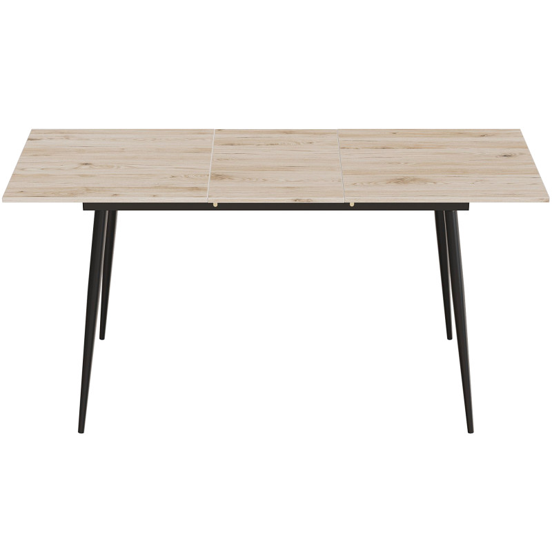 Стіл кухонний розкладний Данді на конусних ногах Ferrum-decor 75x120(160)x60 Чорний метал ДСП Дуб Сан-Марино 16 мм (FRD-106774)