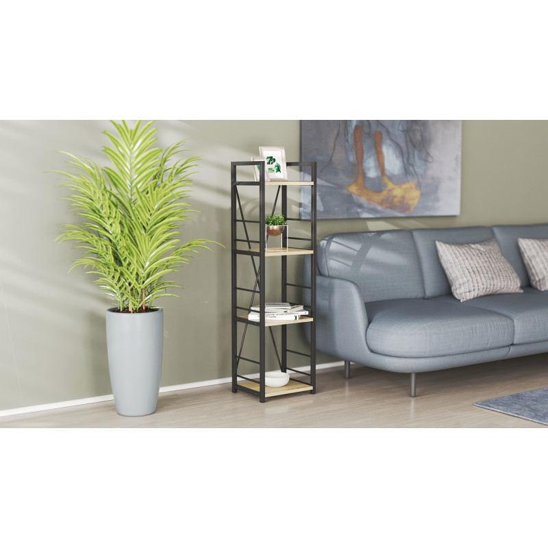 Етажерка 4/34 Ferrum-decor Серії Конект 120x34x28 чорний ДСП Дуб Сонома 16мм (FRD-104274)