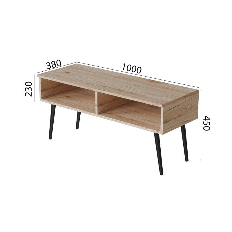Тумба під ТВ Невада Ferrum-decor 45x100x38 Чорний метал ДСП Дуб Сан-Марино 16 мм (FRD-106724)