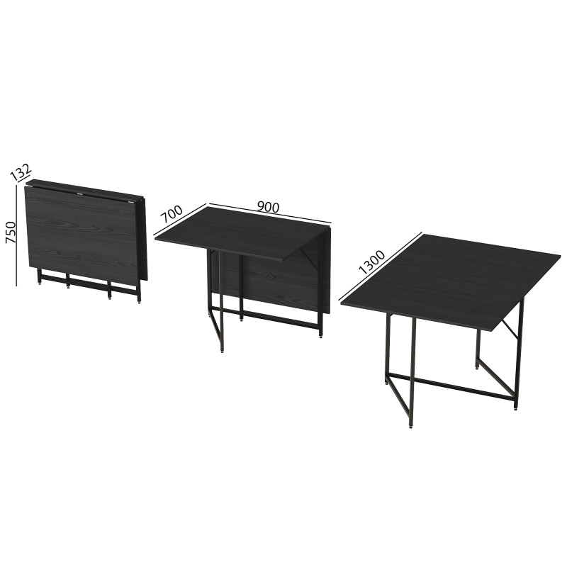 Стіл трансформер книжка Вуді Ferrum-decor 75x130x90 Чорний метал ДСП Сосна Кембра 16 мм (FRD-106744)