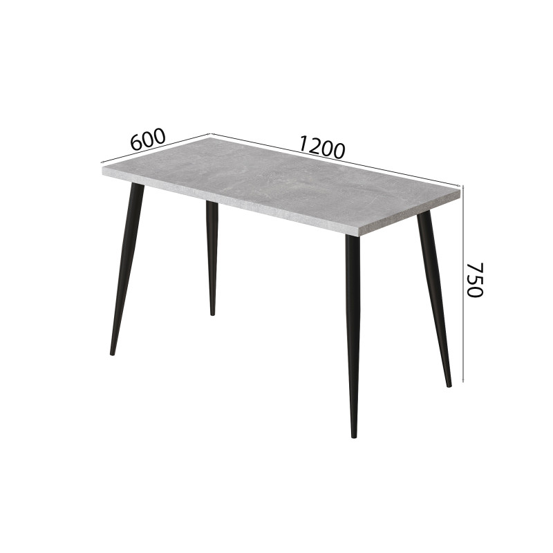 Стіл кухонний Марсель 50 Ferrum-decor 75x120x60 Чорний метал ДСП Бетон 32 мм (FRD-106695)