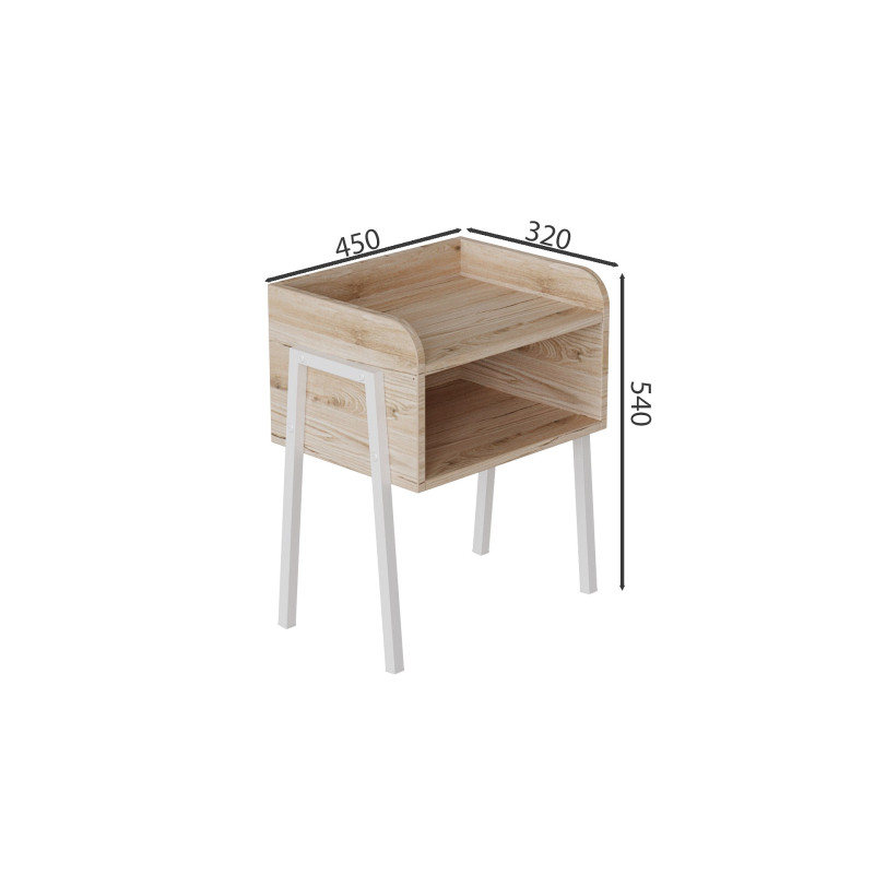 Тумба модульна Ferrum-decor Джузі 540x450x320 метал Білий ДСП Дуб Сан-Марино 16 мм (FRD-102976)