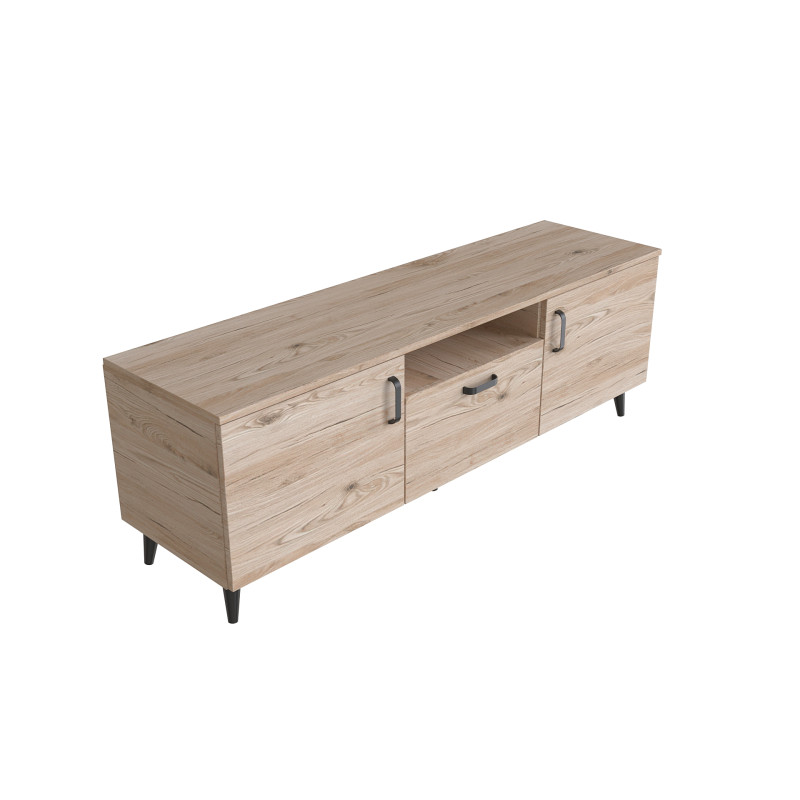 Тумба Лестер на конусних ніжках Ferrum-decor 48x139x38 Чорний метал ДСП Дуб Сан-Марино 16 мм (FRD-106806)