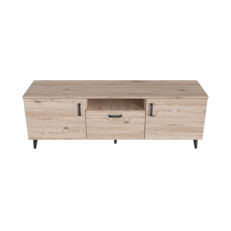 Тумба Лестер на конусних ніжках Ferrum-decor 48x139x38 Чорний метал ДСП Дуб Сан-Марино 16 мм (FRD-106806)