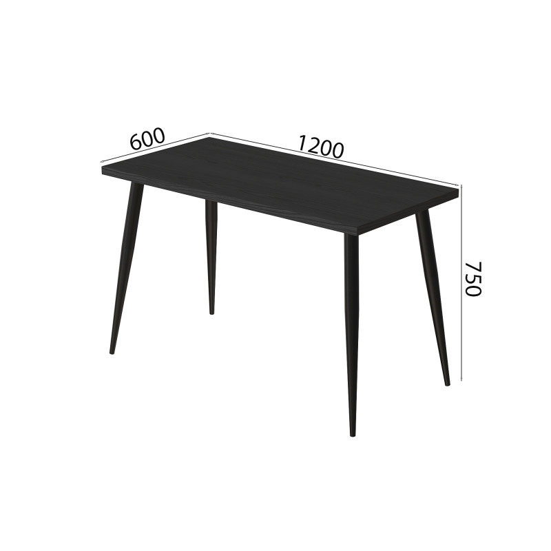 Кухонний стіл Марсель 50 Ferrum-decor 75x120x60 Чорний метал ДСП Сосна Кембра 32 мм (FRD-106696)